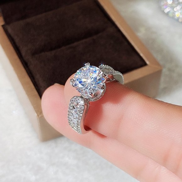 Round Solitaire Pave Engagement Ring - Picture 15 of 16